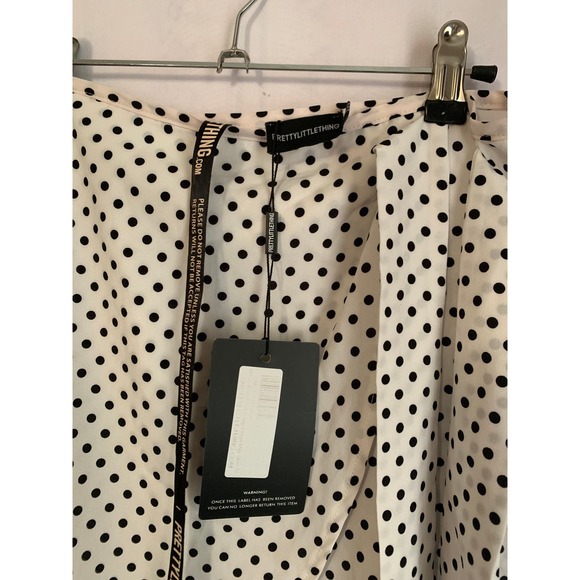 Pretty Little Thing  Size 8 Black/White Polka Dot Wrap Style Skirt NWT - Picture 3 of 7
